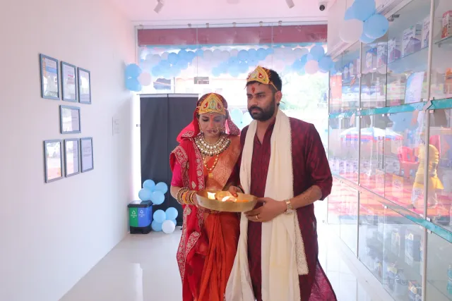 A traditional lamp-lighting moment marks the celebrations. — Bikram