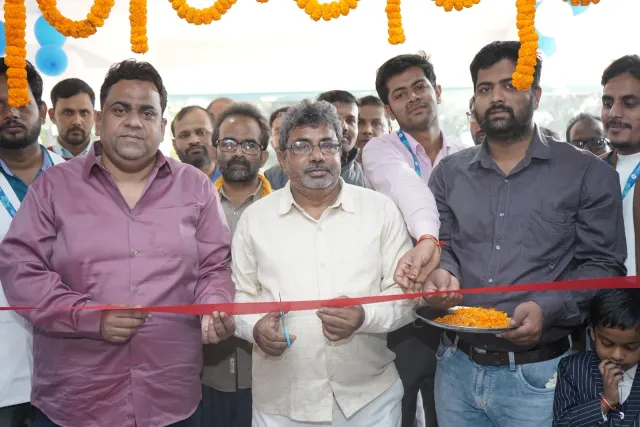Guests come together for the ribbon-cutting ceremony. — Parsagarh Bazar