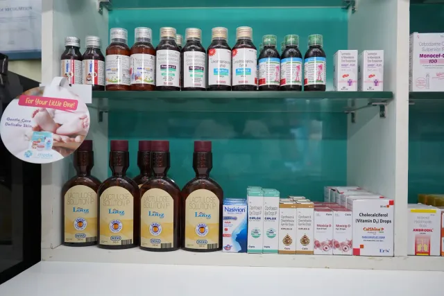 A closer look at products arranged on the pharmacy shelves. — Changar More Bypass