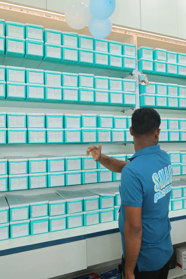 A closer look at the neatly arranged pharmacy storage. — Kotwali Chowk, Bettiah