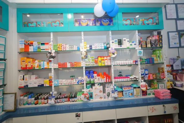 A closer view of the store's neatly arranged shelves. — Arya Samaj Road, Samastipur