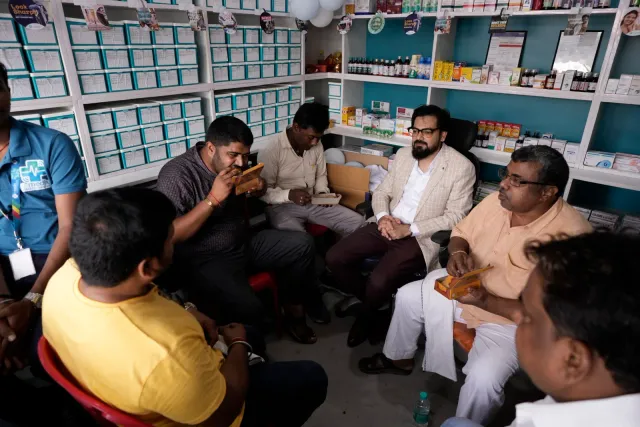 Conversations bring the pharmacy counter to life. — Balua, Motihari
