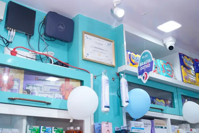 A look at the connected equipment and small details above the pharmacy shelves. — Raxaul