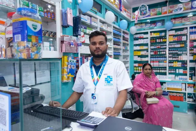 A candid view of work at the pharmacy's digital counter. — Raxaul